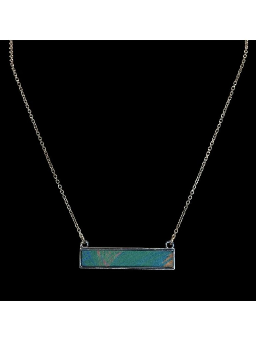Lilly Dilly Reversible Pendant Necklace Blue Silver Tropical Art